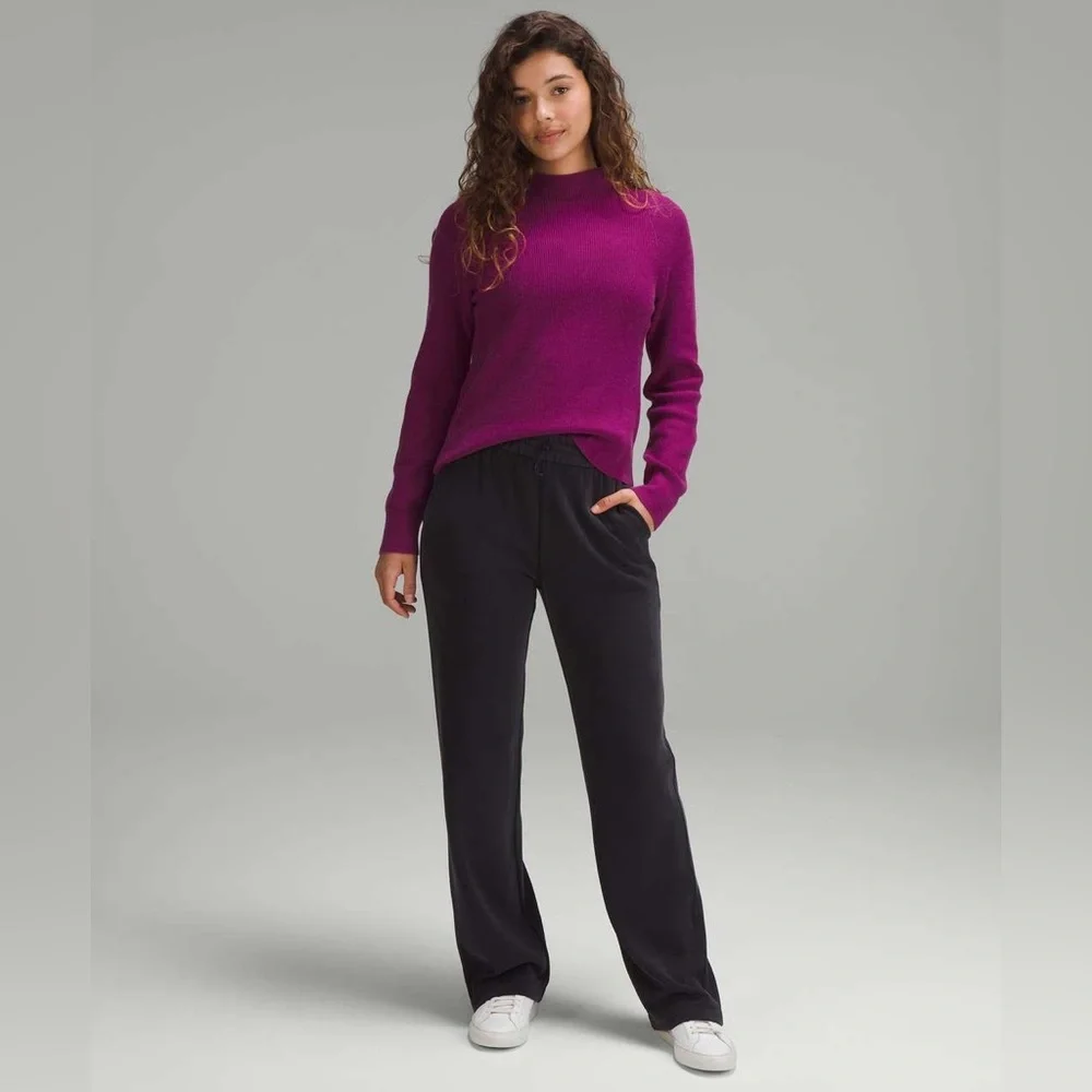Lululemon‎ Cotton-Blend Mock-Neck Sweater Heathered Wild Berry